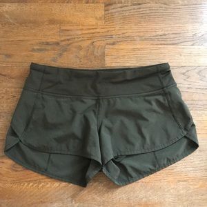 Army Green Lululemon Speed Short - 2.5 inch